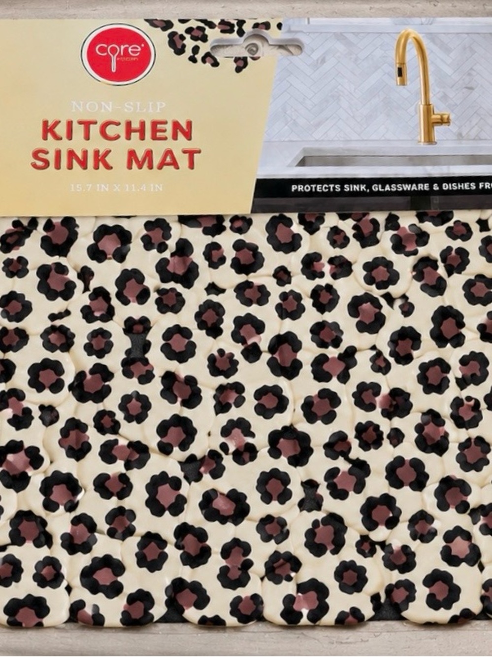 Animal Print Non Slip Kitchen Sink Mat Cheetah Leopard Pink Black NWT